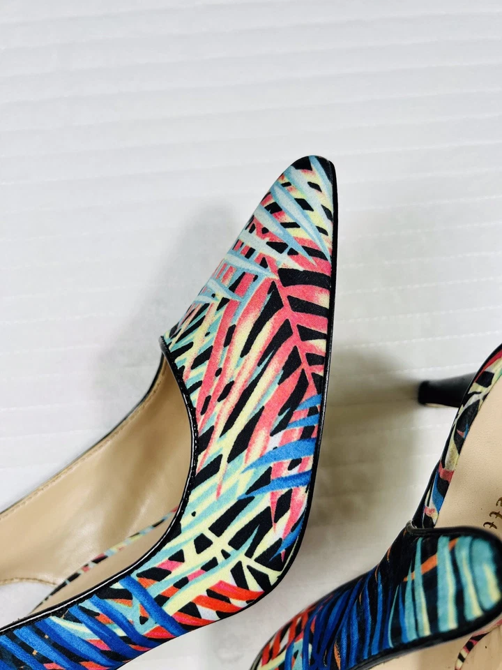 ANN MARINO BETTYE MULLER Womens Tropical Print Fabric Slingback Pump Heels 9.5M - Изображение 3 из 4
