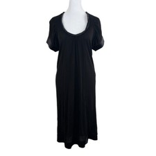 Red.Valentino Black Midi Slip Shift Dress around Neck See Through Size 46