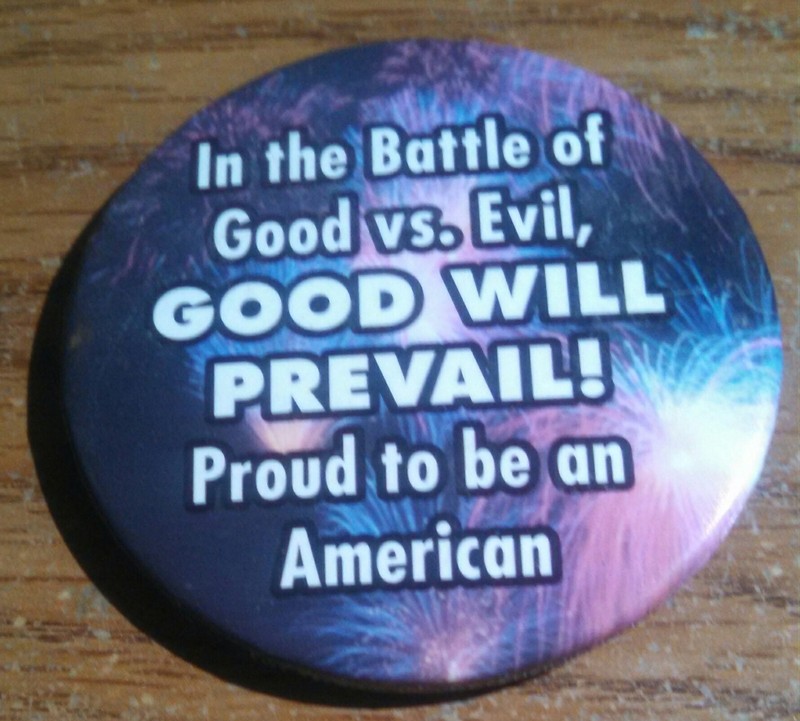 Proud to be an American Large Pin Back Button Accessory TRUMP TYPE BUTTON
