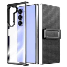 For Samsung Galaxy Z Fold 6 5G Clear Case Shockproof TPU Hybrid Cover + Holster