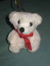 Tiny White Teddy Bear- Plush -3 1/4" Jointed