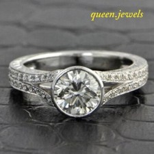 2.15CT Round Cut Lab-Created Diamond Split Shank Wedding Ring 14K White Gold FN