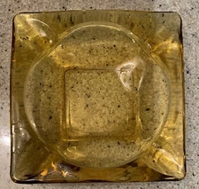 Vintage Square Glass Amber Ashtray