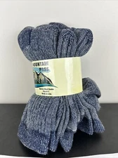 3 Pair Blue Mountain Pass 72% Merino Wool Thermal Boot Socks Made USA Fit 9-11