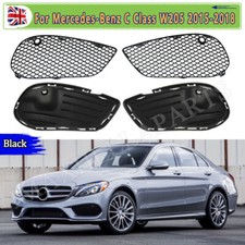 4x Bumper Fog Light Vent Grille Cover Set For Mercedes W205 C43  15-18 Black