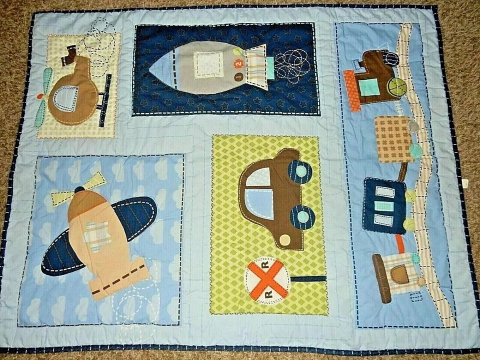 4A WOW CIRCO Transporte Tren Cohete Estrellas Cuna Edredón Edredón Manta Bebé Foto 2 de 4