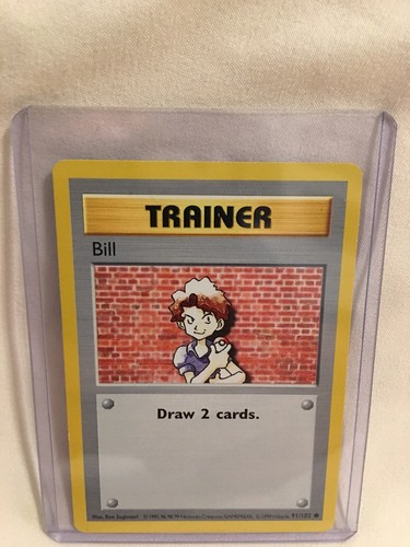 Juego base de tarjeta coleccionable común 91/102 jcc Bill Trainer Pokémon - Imagen 2 de 10