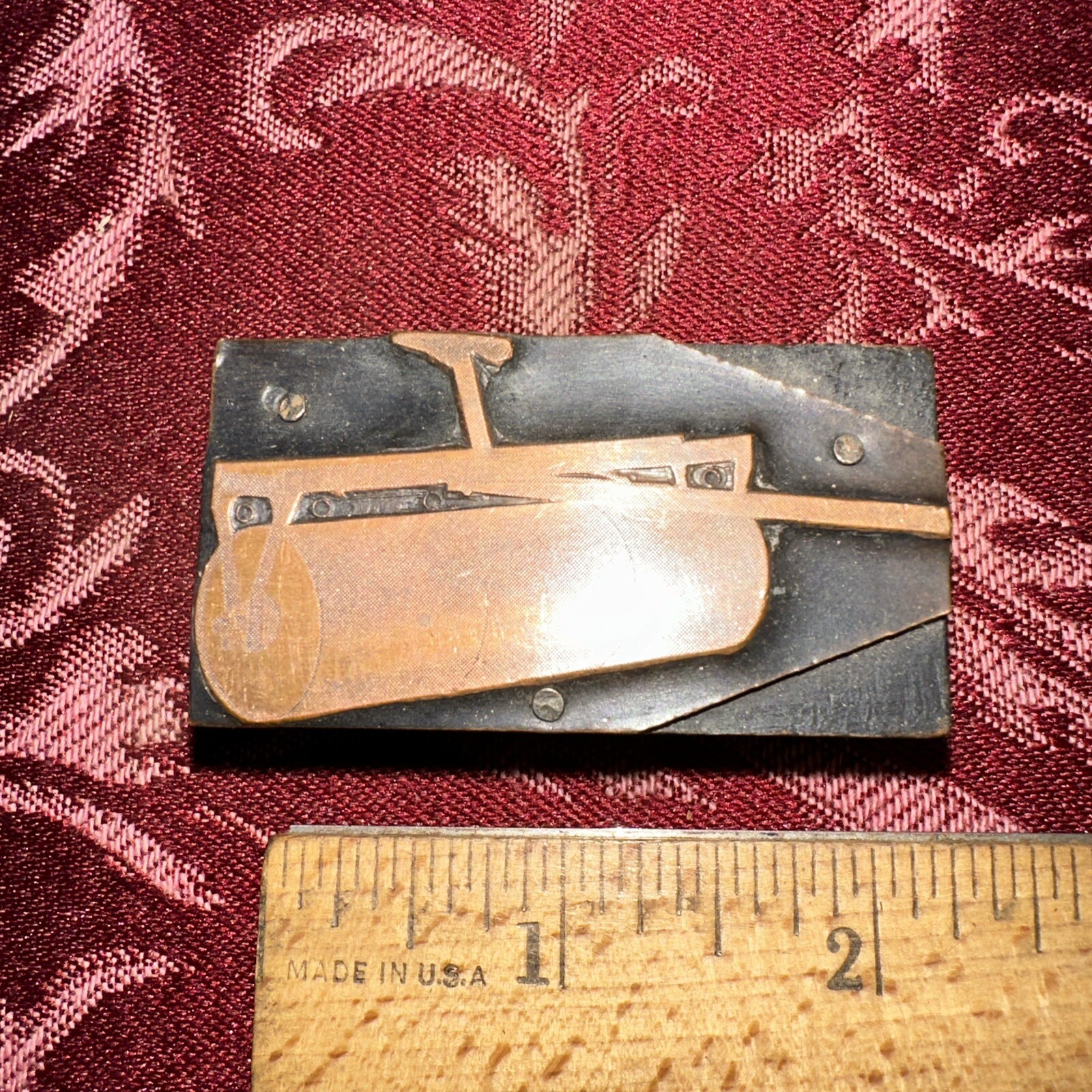 Printing Block “ Old Roller For Dirt “ Copper Face, Nice Image.