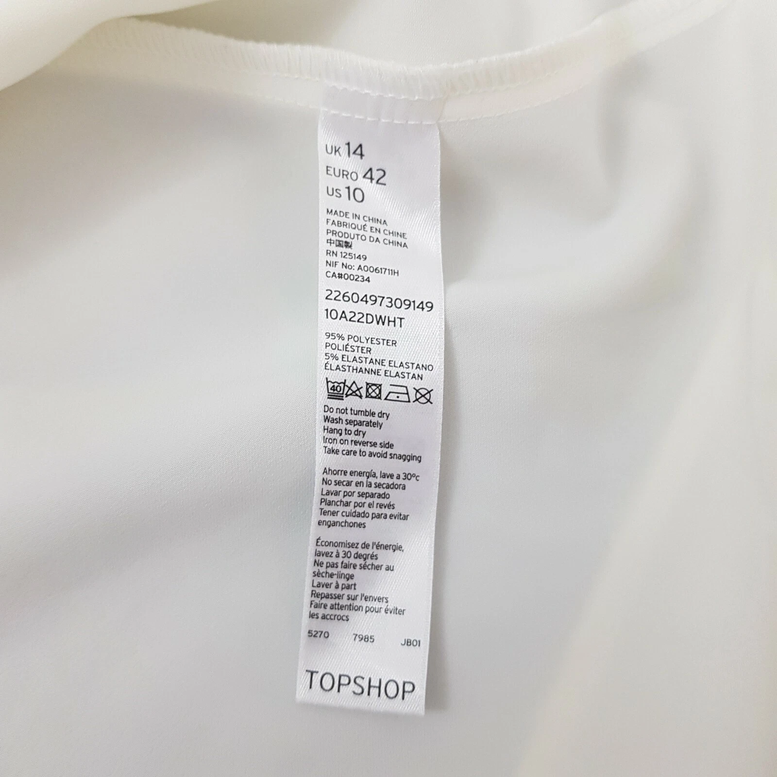 OFF WHITE Abito formale fluttuante Topshop donna bianco sporco con pannelli manica ad aletta linea A UK 14