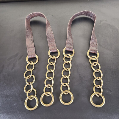 Miche 24'' Purse Strap Pair - Faux Brown Croc w/ Brass Chain & 1.75'' Circle Clips