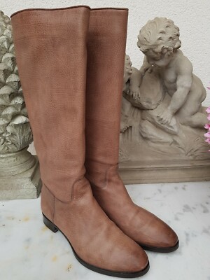 SANTONI+Stiefel+taupe/beige+feingenarbtes Leder+Gr.40,5+kaum getragen+TOP