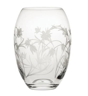 Royal Scot Crystal Meadow Flowers kleine Fassvase 14,5 cm neu & verpackt geschliffenes Glas