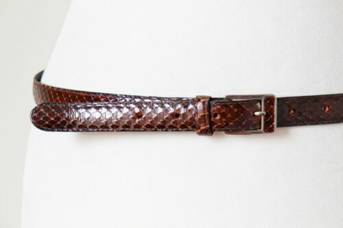 Enrico Creazioni Vintage Brown Leather Belt Snakeskin Brass  display picture 1