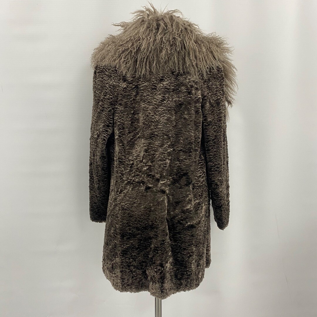 Karen Millen Faux Fur Coat UK 14 Brown Collared RP36 eBay