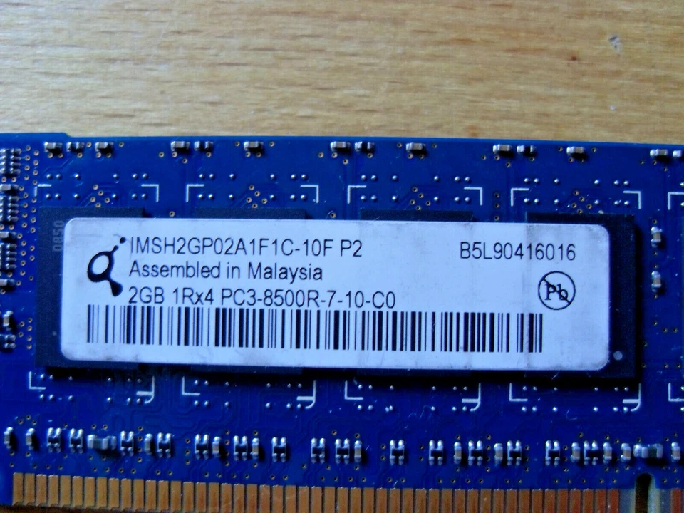 2GB Qimonda DDR3-1066 RAM PC3-8500R-7-10-C0 ECC Reg IMSH2GP02A1F1C-10F Memory - Image 2 of 2