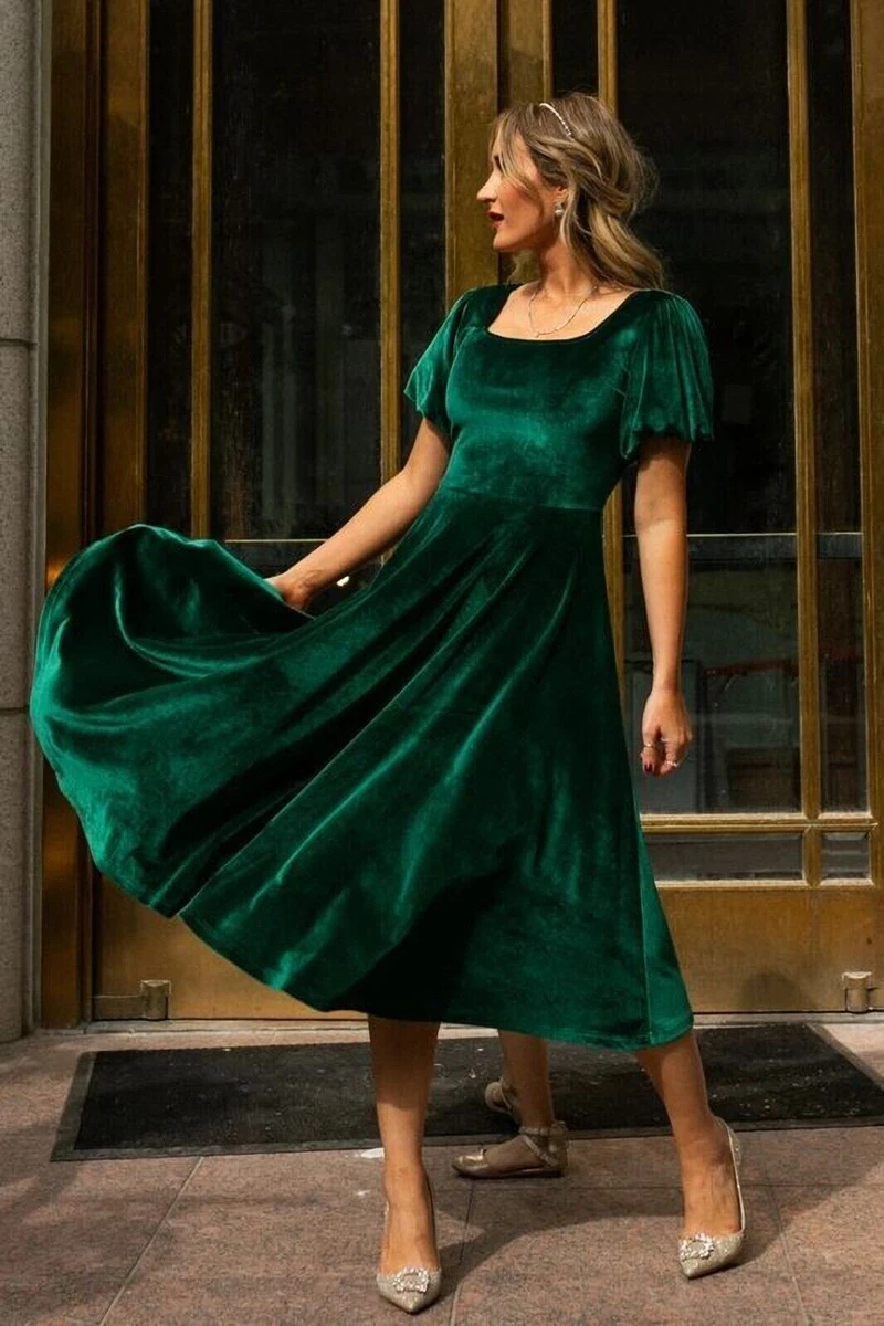 emerald green cocktail dress