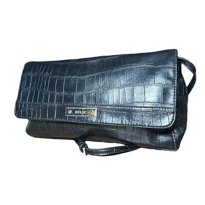 Vintage Relic Black Y2K Croc Embossed Shoulder Hand Bag