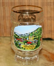 Bierkrug Brixen im Tale Tirol Krug aus Glas 0,2l Vintage mit Retro Goldrand