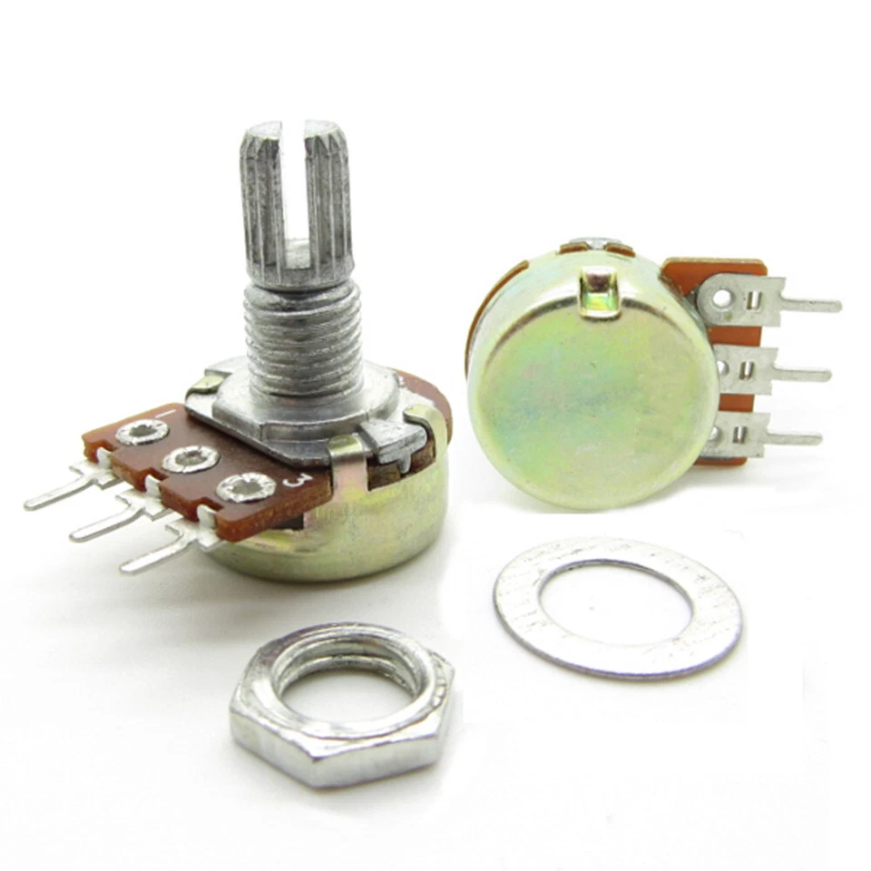 10PCS 500 - 500K Ohm Linear Taper Rotary Potentiometer Panel Pot + Knob Cap - Image 4 of 4