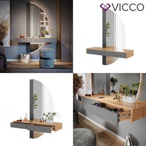 Schminktisch Melisa Eiche Grau 120 cm mit 2 Schubladen Vicco - Bild 8 von 8