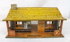 Vintage MARX Bar-M-Ranch Tin Litho Cowboy Log Cabin Dollhouse Metal Toy House