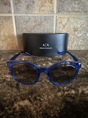 A|X Armani Exchange AX4057S Sunglasses 821011-53 Transparent Blue Frame Grey Len