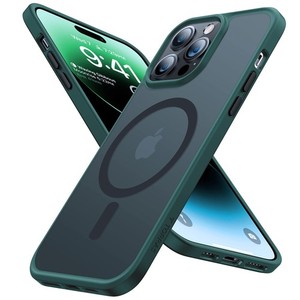 iPhone 14 Pro Case, 12 FT Military Grade Drop Translucent Back/Green Edge
