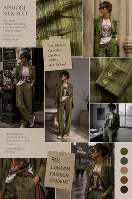 apriori Seiden Hosenanzug 100% Seide Crinkle Vintage 90er 40 42 Luxus 
