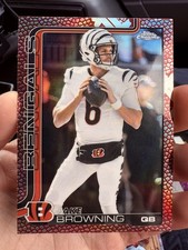 JAKE BROWNING 2025 TOPPS CHROME #63  LEATHER FOOTBALL REFRACTOR Bengals  