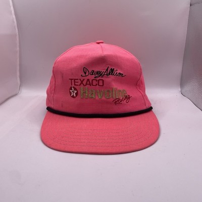 VINTAGE Davey Allison Texaco Havoline Racing Snapback Hat Pink Rope Embroidered