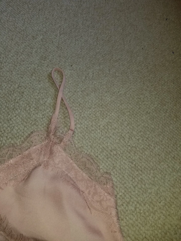 Top Y2K Mujer-LUSH-rosa sedoso forrado encaje ribete cami correa ajustable babydoll-XL Foto 2 de 4