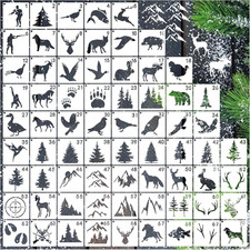 70Pcs Wildlife Animal Stencils for Painting, Wood Burning, Nature Stencil Bear,