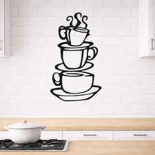Kitchen Coffee Cup Vinyl Wall Stickers Kitchen Decor Wall Art Quote