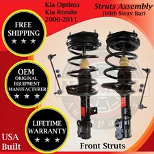 Monroe OEM Front Struts W/ Sway Bar For 2006-2011 Kia Optima Rondo Lifetime War.