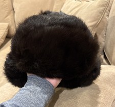 Russian Mink Fur Hat USSR Lined VTG w Tag, Ties Flaps - Leningrad