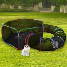 Foldable Cat Enclosure - Portable Outdoor Pet Tent with Tunnel, Breathable Me...