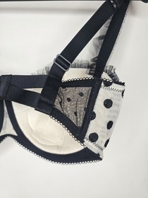 DITA VON TEESE BRA, VON FOLLIES, POLKA DOT, BLACK FRILL, SIZE 12DD, NEW WITH TAG