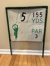 Vintage Metal Golf Course Hole Sign- Hole 5 - 155 Yards- Par 3.