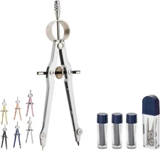 Mr. Pen- Professional Compass for Geometry, Extra Lead, Metal Compass, Silver 