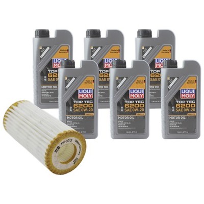 6L Liqui Moly Top Tec 6200 0W-20 Mann Engine Oil Change Kit for A3 Quattro A4