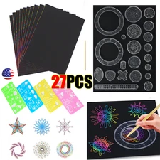 Spirograph Paper Box Set Draw Spiral Designs Interlocking Toys Gears Wheels 27X