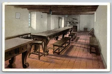 Fort Ticonderoga New York Mess Room Old NY Postcard Phostint Detroit Publishing
