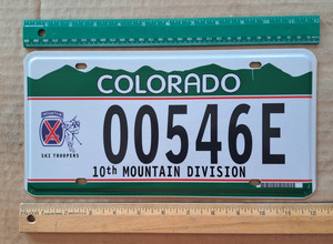 License Plate, Colorado, 10th Mountain Division, Ski Troopers, 00 546 E
