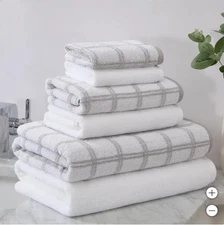 VCNY Home Bath Towels Hand Towels Washcloths White 6-Piece Cotton 600 GSM
