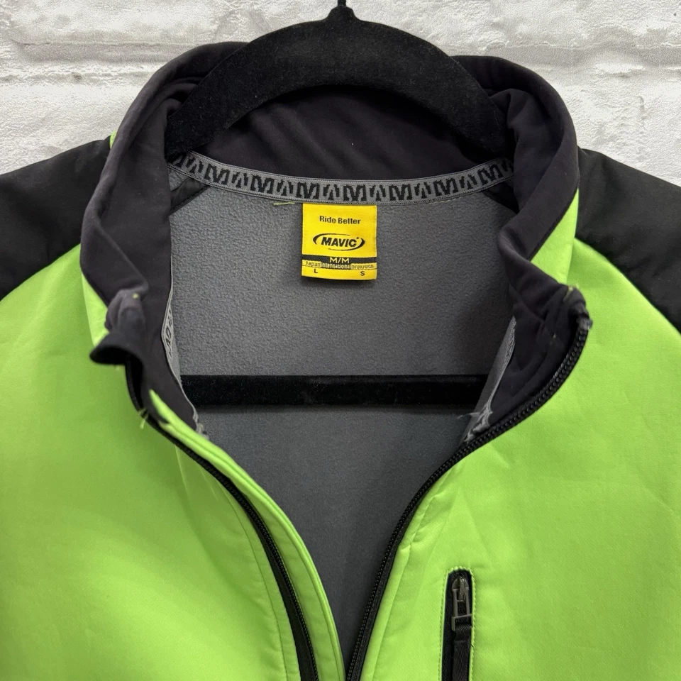MAVIC Mens Aerodynamic Cycling Jacket Ride Wick Warm Neon Green Jacket Size S/M - Image 4 of 4