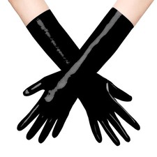 Short Latex Gloves Black Costume Gloves for men and Women Cosplay Party S
