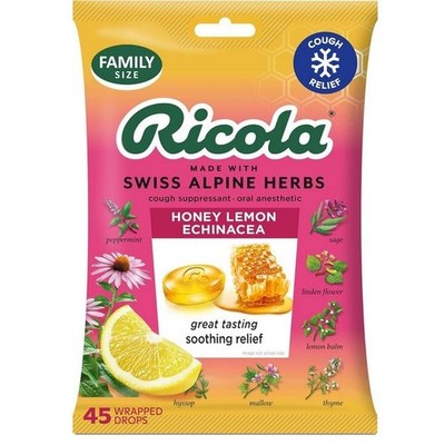 Ricola, Throat Drops Echinacea Honey Lemon, 45 Count