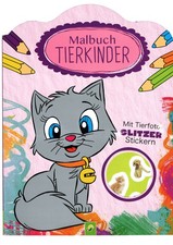 Malbuch Tierkinder mit Glitzer Stickern Kinde...