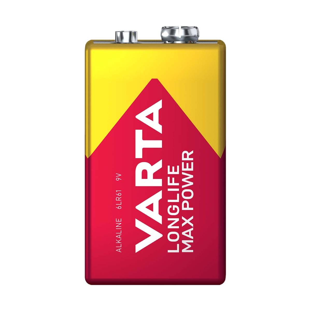Pile alcaline 9V Varta Longlife Max Power à haute autonomie pour détecteur de fumée