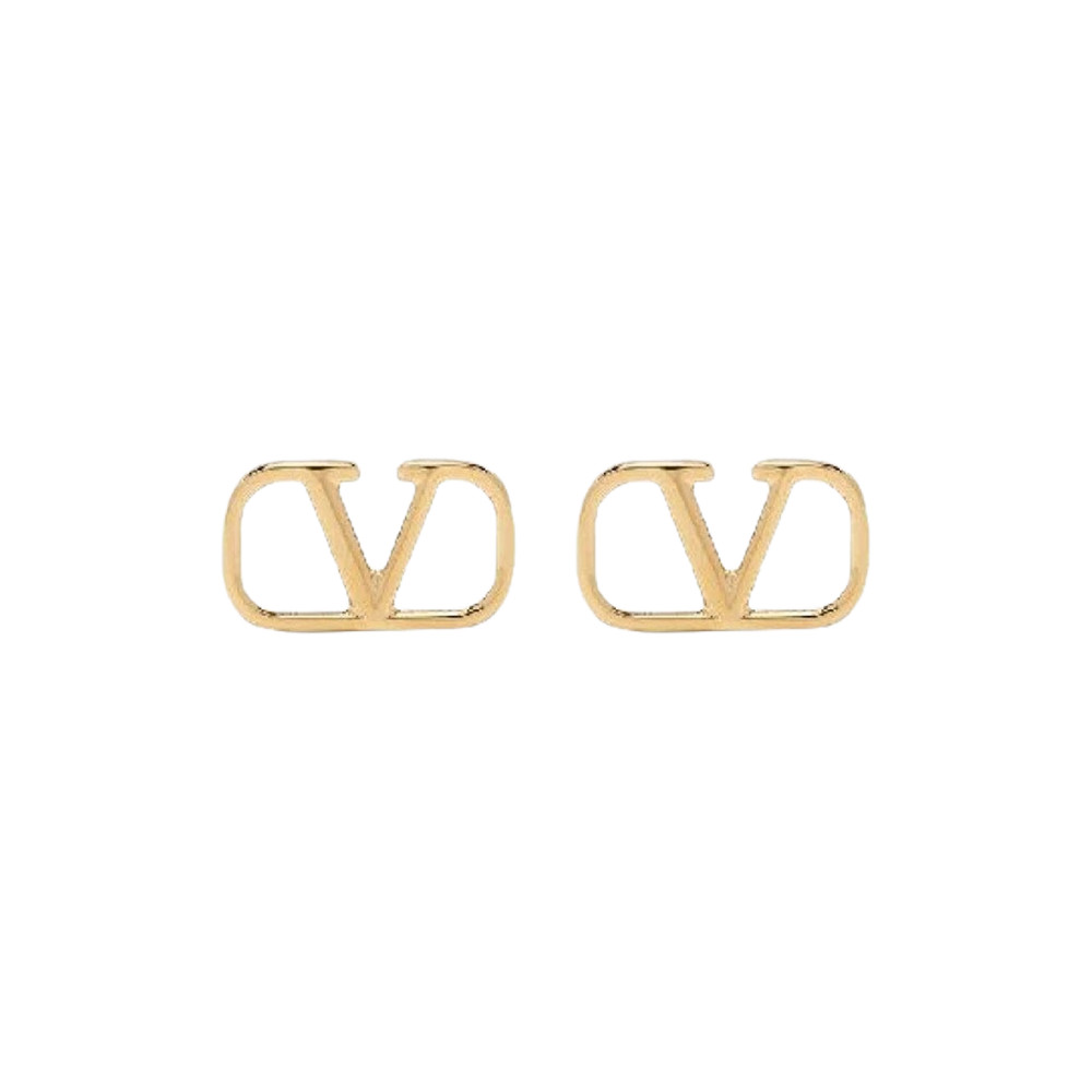 Valentino Garavani V Logo Gold Metal Pearl Earrings for Women